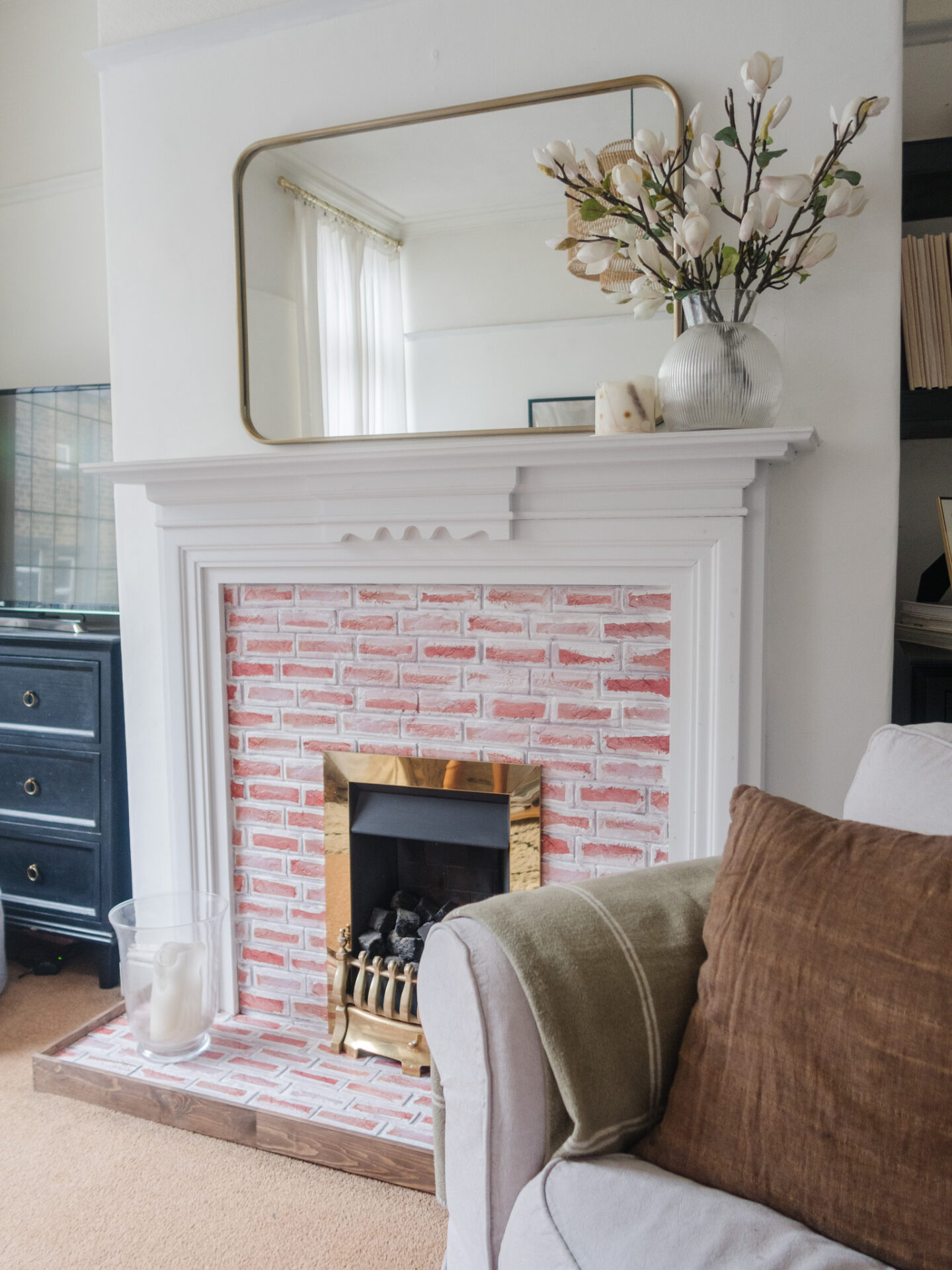 an edited lifestyle interiors diy renter friendly fireplace makeover